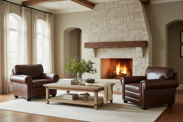 Sheffield Large Leather Club Chair With Rolled Arms