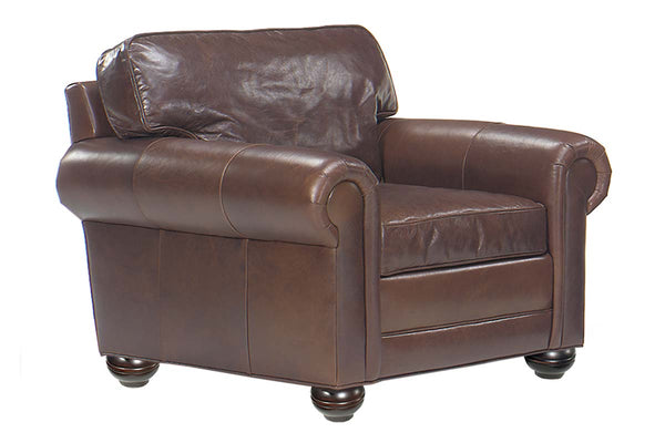 Sheffield Large Leather Club Chair With Rolled Arms