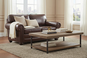 Sheffield Grand Scale 2 Seat Leather Loveseat With Deep Seats