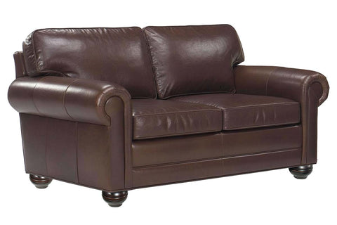 Sheffield Grand Scale 2 Seat Leather Loveseat With Deep Seats