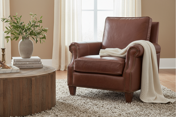 Shelley Chaps "Quick Ship" Traditional Top Grain Leather Pillow Back Chair