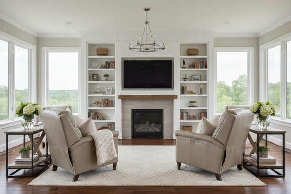 Shepard Dual Power Leather "Quick Ship" Transitional Recliner