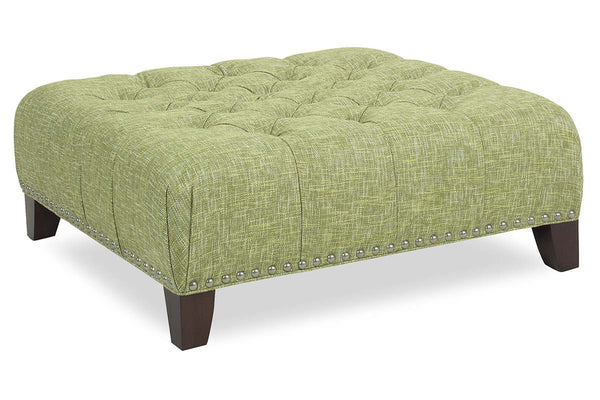 Sidney 42 Inch Square Fabric Upholstered Tufted Coffee Table Ottoman With Nail Trim