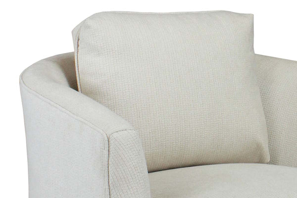 Simone Fabric "Hybrid" Pillow Back Inset Arm Barrel Chair With Power Footrest