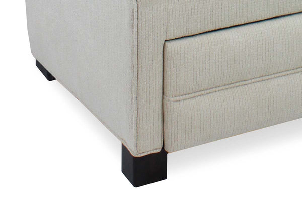 Simone Fabric "Hybrid" Pillow Back Inset Arm Barrel Chair With Power Footrest