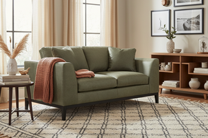 Simon Modern European Leather Track Arm Loveseat