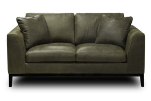 Simon Modern European Leather Track Arm Loveseat
