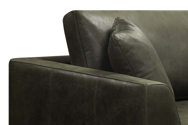 Simon 90 Inch Modern European Leather Two Cushion Track Arm Sofa