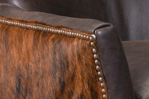 Simpson Dark Brindle "Quick Ship" Brown Hair On Hide Leather Accent Chair