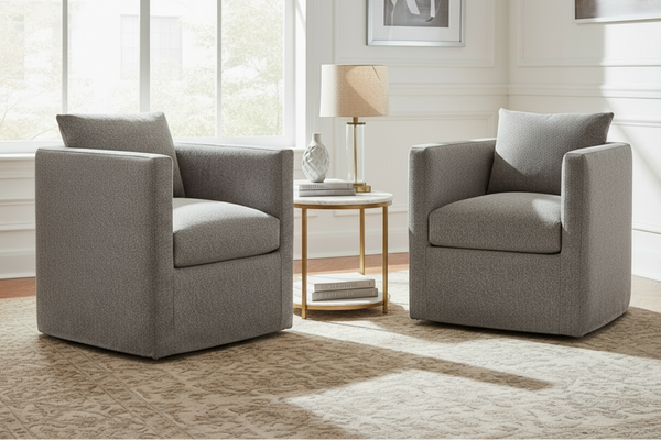 Glenda Contemporary Swivel Accent Chair With Slipcover