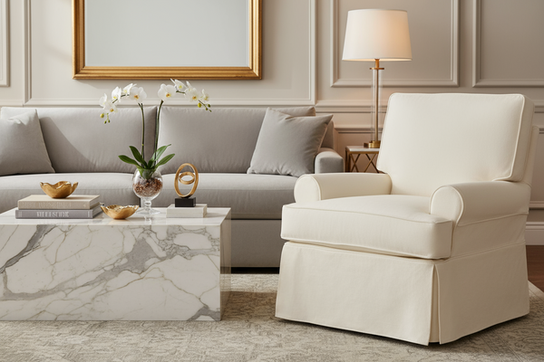 Kayla HERS Casual Slipcovered Swivel Glider Accent Chair