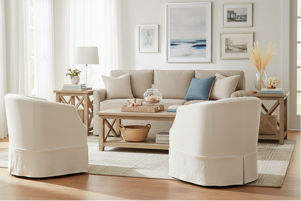 Lilianna Slipcovered Swivel Tub Chair