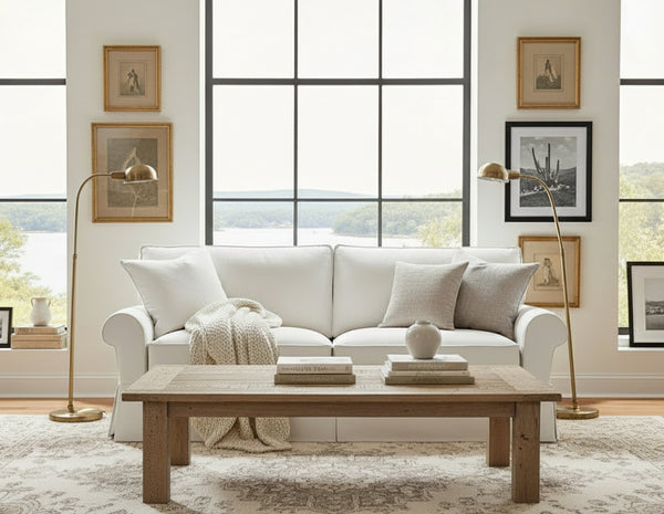 Christine 78 Inch Slipcovered Full Size Small Apartment Sleeper Sofa