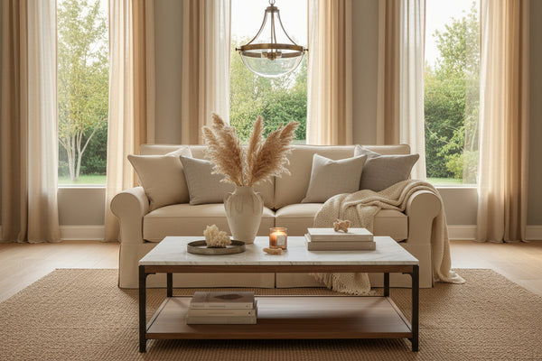 Bethany 76 Inch "Ready To Ship" Slipcovered Light Brown Full Sleeper Sofa (Photo For Style Only)