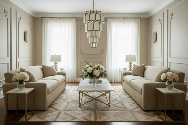 Sloane 83 Inch Two Cushion Fabric Art Deco Sofa