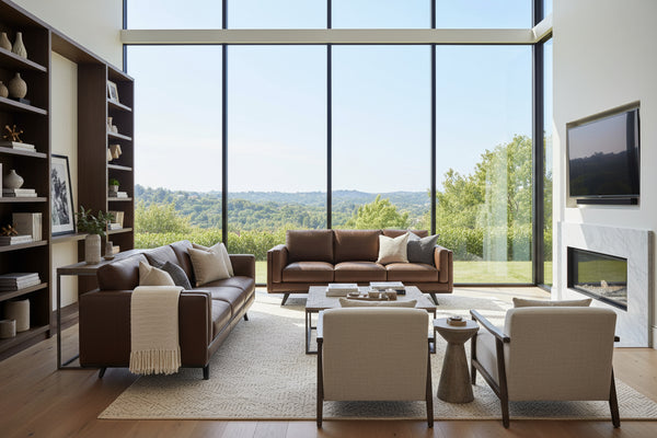 Jude Mid-Century Modern Leather Sofa Collection