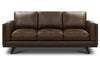 Image of Jude 89 Inch Mid-Century Modern Leather Three Cushion Track Arm Sofa