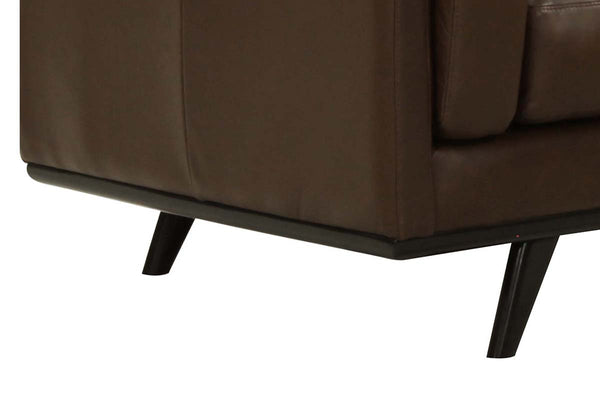 Jude 89 Inch Mid-Century Modern Leather Three Cushion Track Arm Sofa