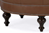 Image of Soren 38 Inch Round Button Tufted Ottoman With Turned Legs