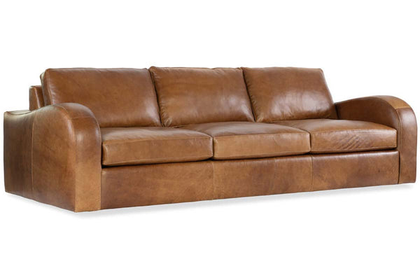 Southampton 109 Inch Three Cushion Rounded Track Arm Leather Sofa