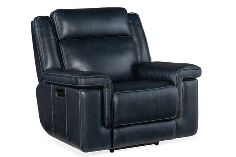 Spencer Cobalt Leather "Quick Ship" Wall Hugger 3-Way Power Recliner