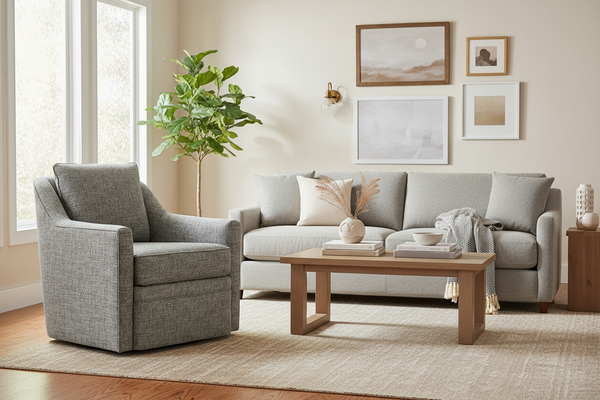 Stella Contemporary Fabric Swivel Accent Chair