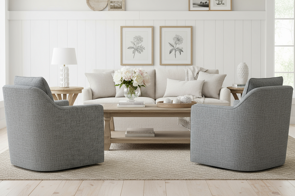 Stella Contemporary Fabric Swivel Accent Chair