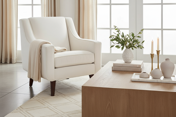 Sterling Modern 8-Way Hand Tied Contemporary Fabric Chair With Sloping Arms