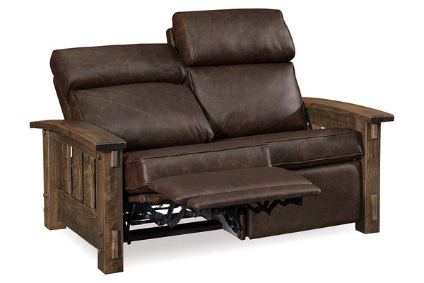 Stockton "Wall Hugger" Roughsawn Mission Style Leather Reclining Loveseat