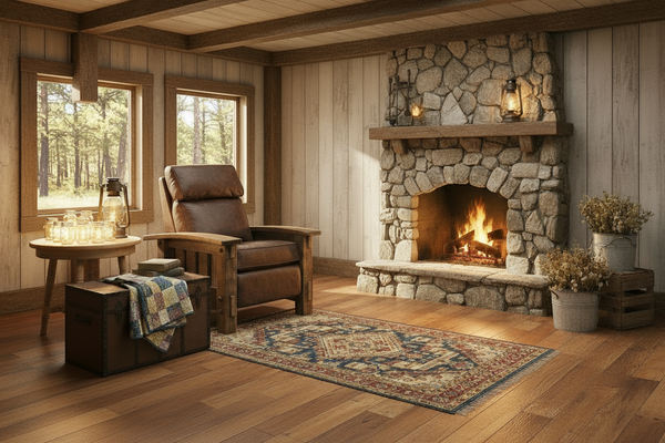 Stockton Roughsawn Mission Style Leather Reclining Chair