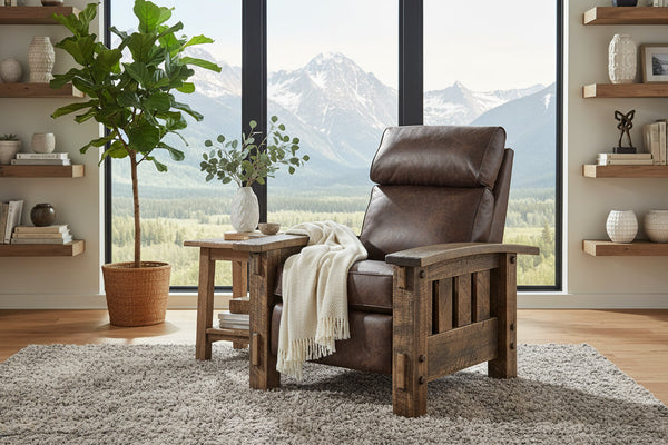 Stockton Roughsawn Mission Style Leather Reclining Chair