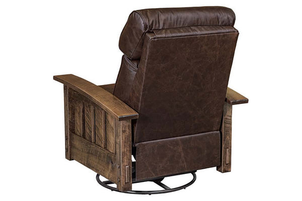 Stockton SWIVEL/GLIDER Rough Sawn Mission Style Leather Reclining Chair