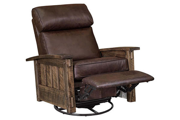 Stockton SWIVEL/GLIDER Rough Sawn Mission Style Leather Reclining Chair