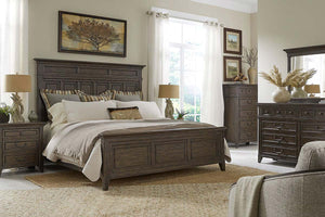 Sutton Queen Or King Saddle Brown Wood Panel Bed "Create Your Own Bedroom" Collection