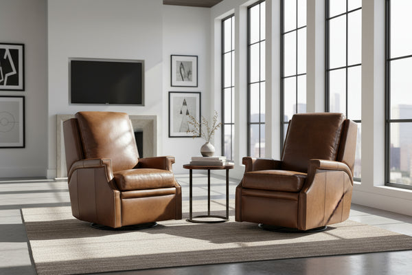 Sylvester Pawn "Quick Ship" Leather SWIVEL/GLIDER Power Recliner