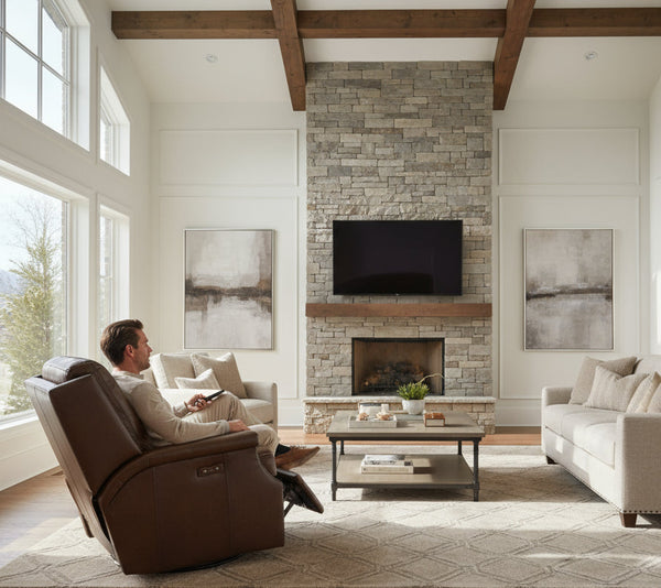 Sylvester Pawn "Quick Ship" Leather SWIVEL/GLIDER Power Recliner