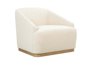 Tabitha SWIVEL Upholstered Accent Barrel Chair With Pleated Arms