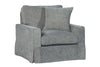 Image of Tatum Mineral Slipcovered **SWIVEL** "Quick Ship" Track Arm Fabric Armchair