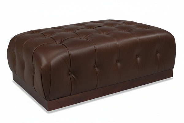 Taylor 54 Inch Long Leather Tufted Coffee Table Ottoman