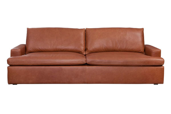 Ted Saddle 97 Inch "Quick Ship" Modern Top Grain Leather Lounge Sofa