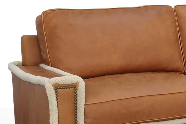 Telluride 90 Inch Traditional Two Cushion Shearling Leather Sofa