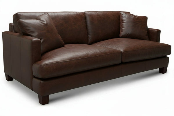 Terrance 90 Inch Modern Leather Track Arm Sofa