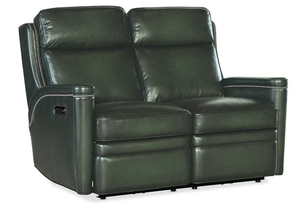 Theron Portal "Quick Ship" ZERO GRAVITY Wall hugger Power Leather Reclining Loveseat