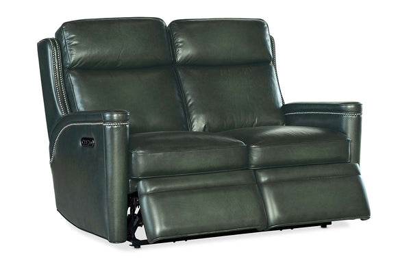 Theron Portal "Quick Ship" ZERO GRAVITY Wall hugger Power Leather Reclining Loveseat