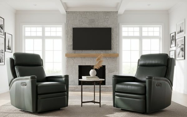 Theron Portal Leather "Quick Ship" Wall Hugger 2-Way Power Recliner