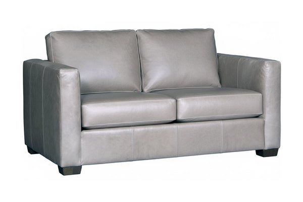 Townsend Two Cushion Track Arm Leather Loveseat