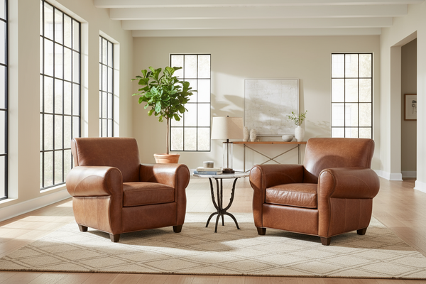 Tribeca Rustic Tight Back Leather Club Chair