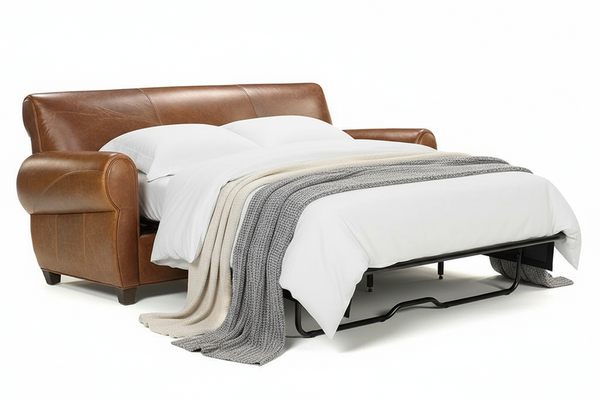 Tribeca 83 Inch Rustic Leather Queen Sleeper Sofa