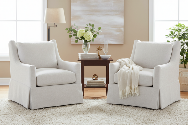 Trinity **SWIVEL** "Quick Ship" Sloping Track Arm Fabric Armchair