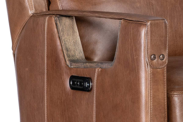 Troy Taupe POWER Leather "Quick Ship" Small Scale Modern Recliner